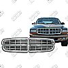 Dodge Dakota Base, Sport 1997-2003 Chrome Front Grille Overlay 