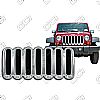 Jeep Wrangler X, Sahara, Rubicon 2007-2013 Chrome Front Grille Overlay 