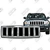 Jeep Grand Cherokee Laredo, X Package 2008-2010 Chrome Front Grille Overlay 