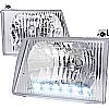 Ford Econoline 1992-2006 Chrome Euro Headlights With LED'S 