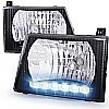 Ford Econoline 1992-2006 Black Euro Headlights With LED'S 