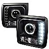 Jeep Cherokee  1997-2001 Black Halo Projector Headlights  W/LED'S