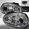 Volkswagen Golf 1999-2003 R8 Style Halo LED  Projector Headlights - Chrome  