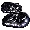 Volkswagen Golf  1999-2005 Gloss Black R8 Style Projector Headlights Smoke Lens 