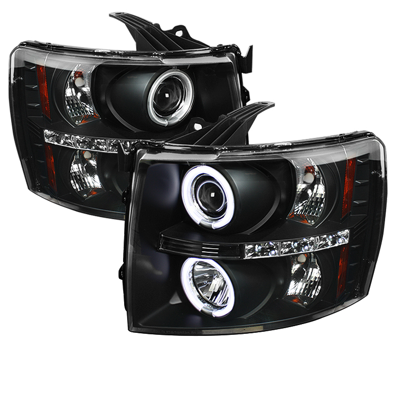 Chevrolet Silverado 1500/2500/3500 2007-2011 Ccfl LED Projector Headlights - Black by Spyder Led Headlight Bulbs For 2011 Chevy Silverado