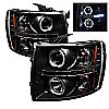 Chevrolet Silverado 1500/2500/3500 2007-2011 Halo LED Projector Headlights  - Black