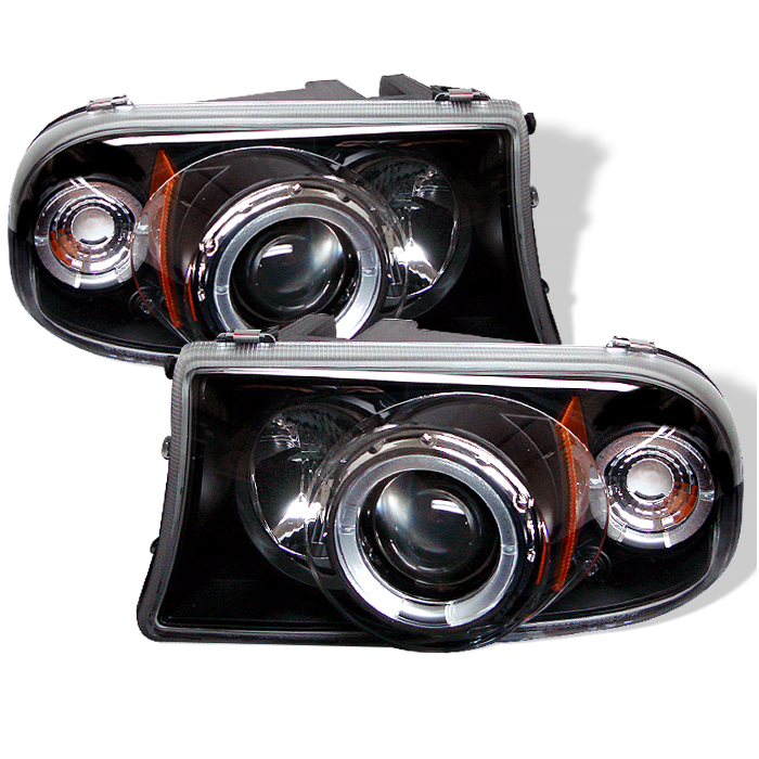 Dodge Dakota  1997-2004 1pc Halo LED Projector Headlights  - Black