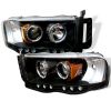 Dodge Ram 1500/2500/3500 2002-2005 Halo LED Projector Headlights  - Black
