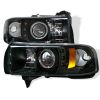 Dodge Ram 1500/2500/3500 1994-2001 1pc Halo LED Projector Headlights  - Black