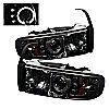 Dodge Ram 1500/2500/3500 1994-2001 1pc Halo LED Projector Headlights  - Smoke