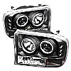 Ford Excursion  2000-2005 1pc Dual Halo LED Projector Headlights  - Black