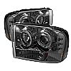 Ford Excursion  2000-2005 1pc Dual Halo LED Projector Headlights  - Smoke