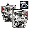 Ford Super Duty F250/350/450 2008-2010 Halo LED Projector Headlights  - Chrome