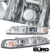 Acura Integra 1990-1993  Chrome/amber 1pc Style Euro Crystal Headlights