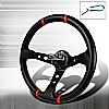 Deep Dish  - 350mm Steering Wheel - (black Pvc Leather W/Red STItch)