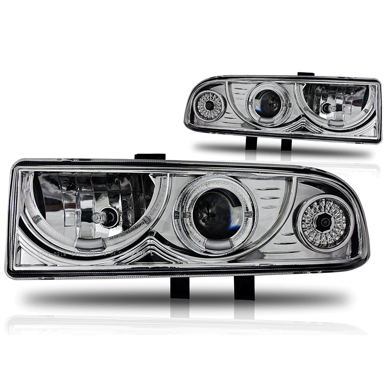 Projector Headlights Pair For 1998-2005 Chevy S10 Blazer - Chrome Housing Clear Lens