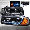 1996 BMW 3 Series 2 Door E36  R8 Style (Version 2) Black Housing Projector Headlights