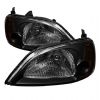 2001 Honda Civic  Black Euro Crystal Headlights 