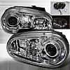 2001 Volkswagen Golf   Chrome R8 Style Halo Projector Headlights  W/LED'S