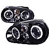 2003 Volkswagen Golf   Gloss Black  Projector Headlights Smoke Lens 