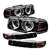 2000 Gmc Yukon /Yukon Xl   Projector Headlights W/ Bumper Lights - Black