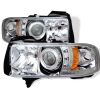 1997 Dodge Ram 1500/2500/3500  1pc Halo LED Projector Headlights  - Chrome