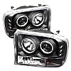 Ford Super Duty 1999-2004 1pc Dual Halo LED Projector Headlights - Black