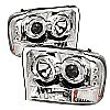 2002 Ford Excursion   1pc Dual Halo LED Projector Headlights  - Chrome