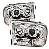 2002 Ford Super Duty F250  1pc Dual Halo LED Projector Headlights  - Chrome