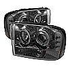 2001 Ford Super Duty F250  1pc Dual Halo LED Projector Headlights  - Smoke